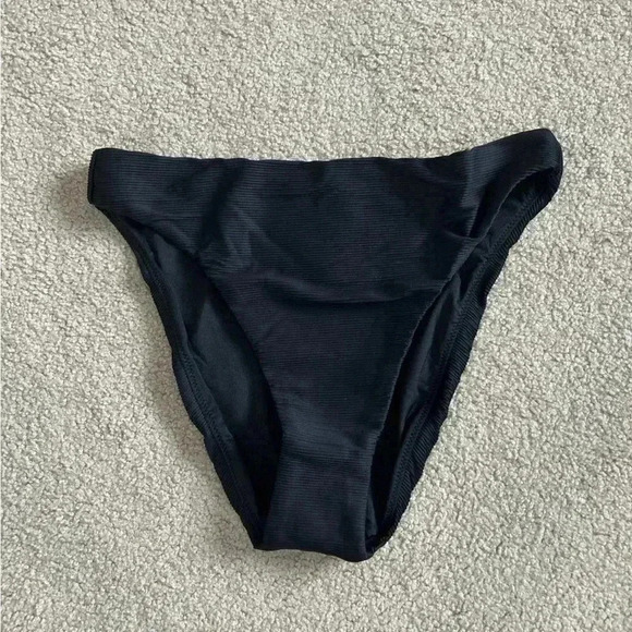 New with tags j crew black Ribbed high-rise cheeky bikini bottom - Picture 1 of 5